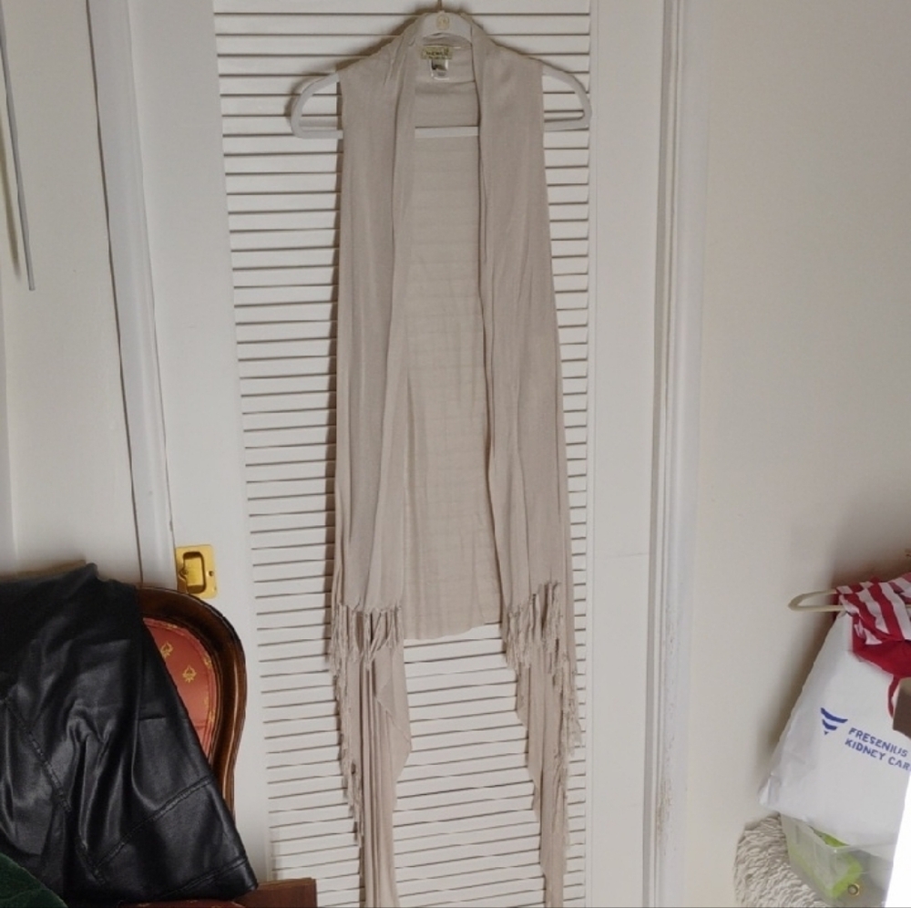 ONE WORLD Cream Fringe Vest